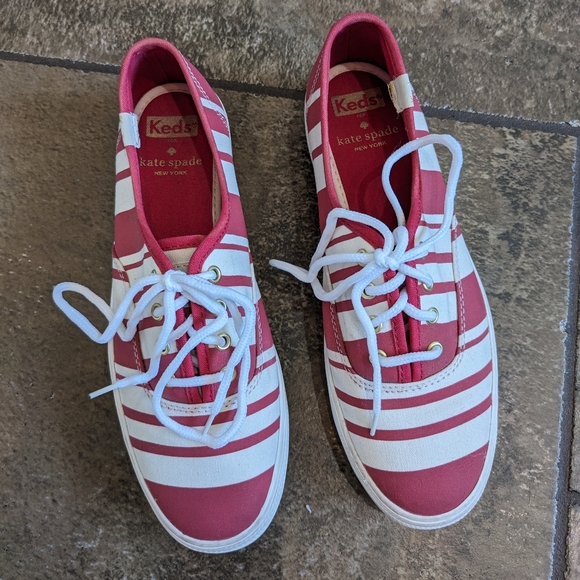 Keds Kate Spade Chunky Platform Sneakers Size 6 Red & Cream - Picture 4 of 16